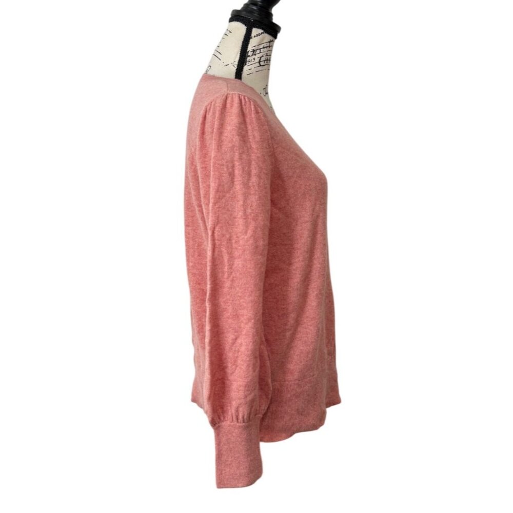 Nanette Lepore 2-Ply Cashmere Sweater Pink Long Sleeve Ribbed-Hem Womens Size L - Picture 2 of 7